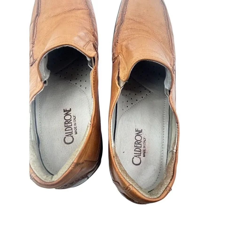 Calderone brown leather loafers made in Italy size 43 = 9 /10